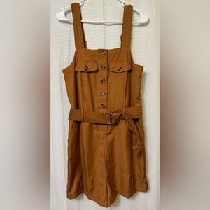 NWOT- Caramel & tortoise shorts romper w/ removable belt & functional buttons :)